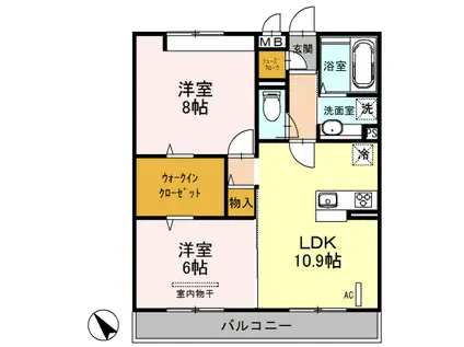エクセル・TM(2LDK/3階)の間取り写真