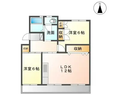 マンションてんじん(2LDK/1階)の間取り写真