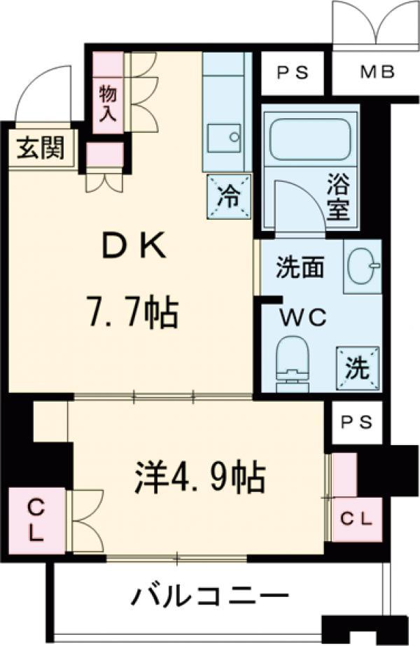 モン・ヴィラージュ仙川(1DK/8階)の間取り写真