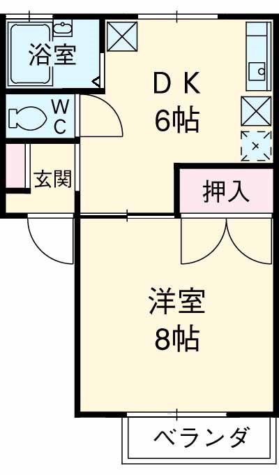 コーポアネシス(1DK/2階)の間取り写真