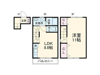 Ｓｕｎｎｙ　Ｓｉｄｅ　Ｃｏｕｒｔ　Ｂ(1LDK)の間取り写真