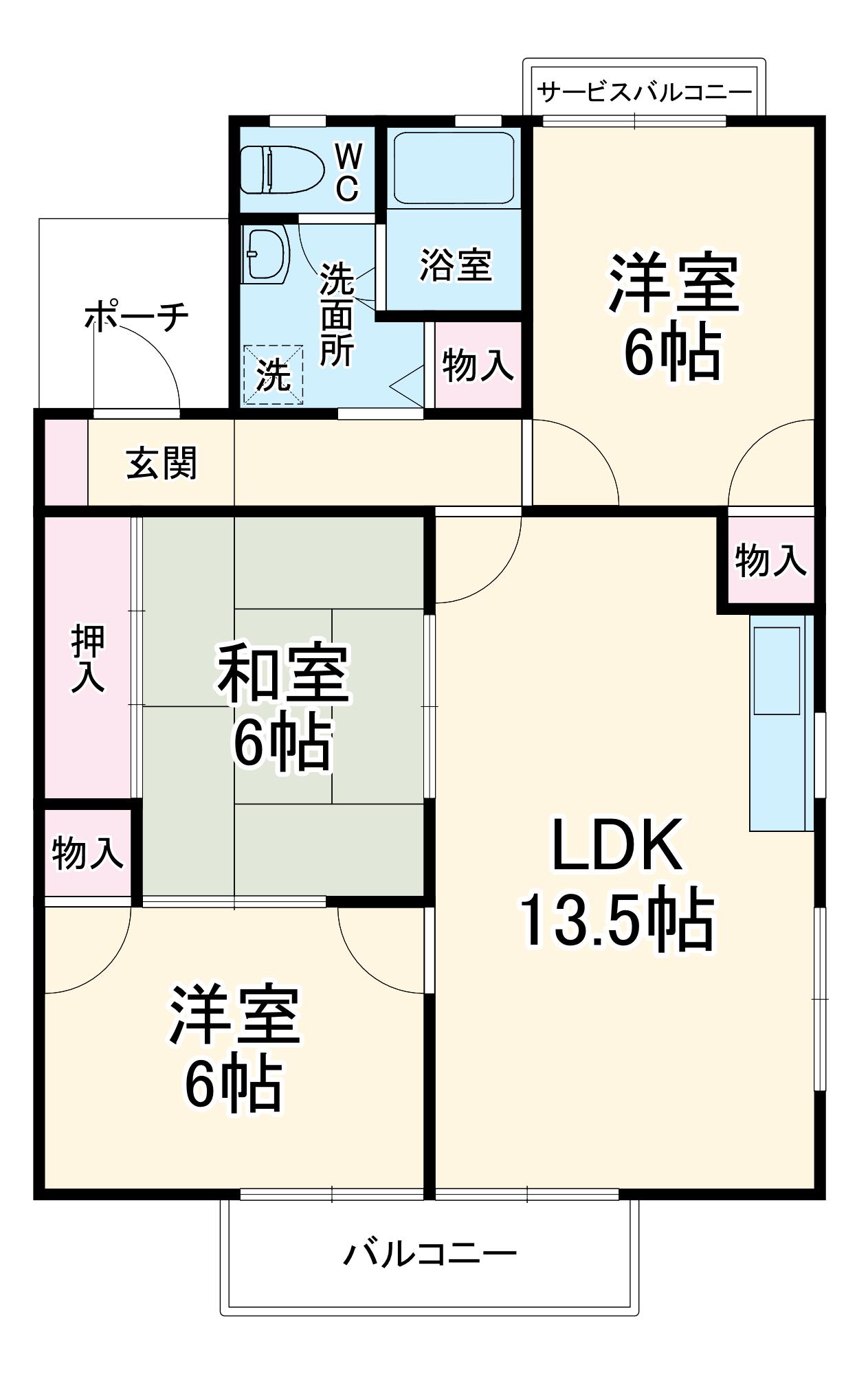 セジュールソシア(3LDK/1階)の間取り写真