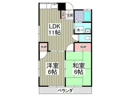 アメニティハイツサイトウ東館(2LDK/2階)の間取り写真