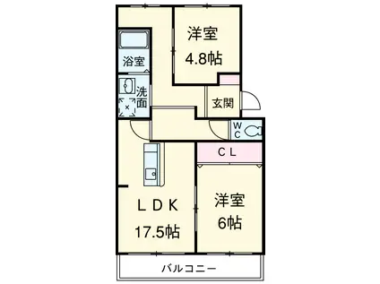 LUMIUS SANARUDAI(2LDK/3階)の間取り写真