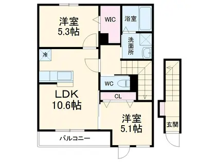 ファインハイム(2LDK/2階)の間取り写真
