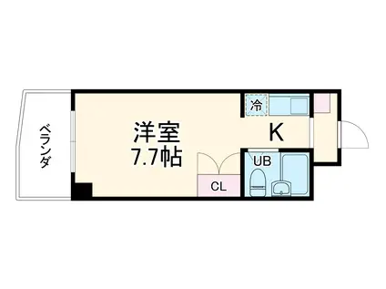 ディアコート上社(1K/3階)の間取り写真