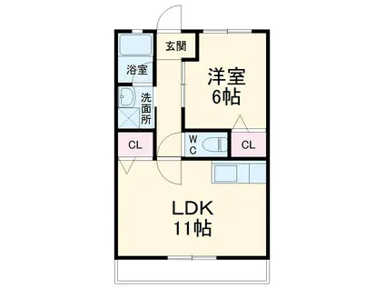 サンビュー新居A(1LDK/2階)の間取り写真