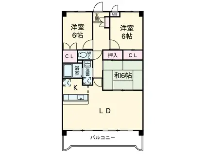 アルカディアⅢ(3LDK/1階)の間取り写真