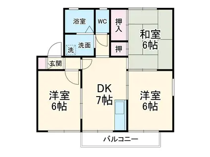 トゥインクルコート畔 D(3DK/1階)の間取り写真