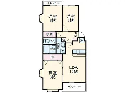 パークアベニュー(3LDK/2階)の間取り写真
