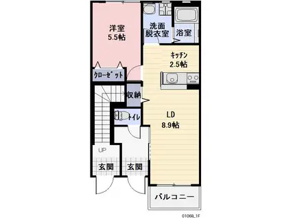 ソレイユ二重堀A棟(1LDK/1階)の間取り写真