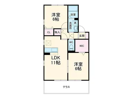 カトルセゾン A(2LDK/1階)の間取り写真