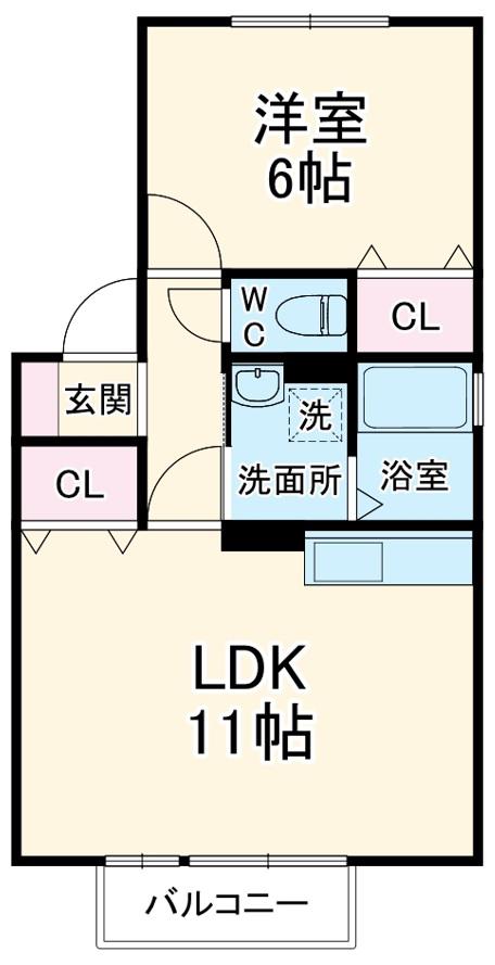 サライⅢ(1LDK/2階)の間取り写真