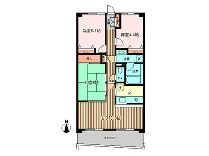 モンテローザ緑が丘(3LDK/1階)の間取り写真