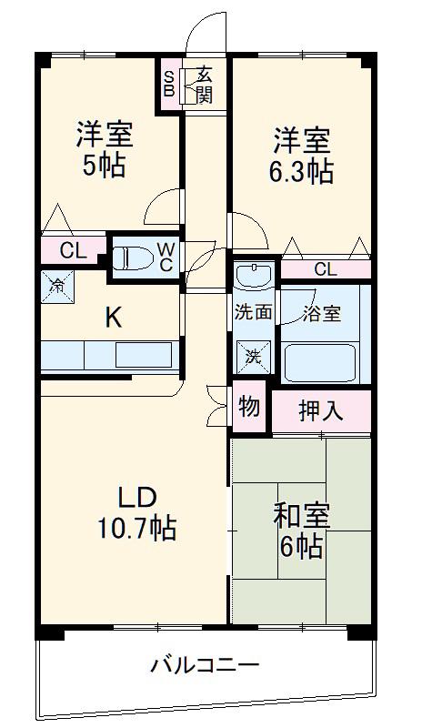 モンテローザ緑が丘(3LDK/1階)の間取り写真