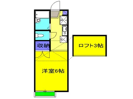 パレス岡出山(1K/2階)の間取り写真