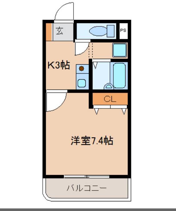 リバティS・K(1K/2階)の間取り写真