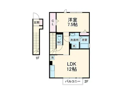 名鉄小牧線 小牧駅 徒歩25分 2階建 築14年(1LDK/2階)の間取り写真