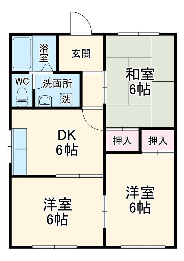パークハイツA(3DK/2階)の間取り写真