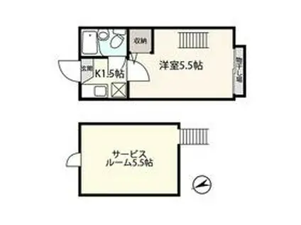 セシール武蔵野(1K/3階)の間取り写真