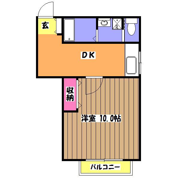 カサフローラ勝田台(1K/3階)の間取り写真