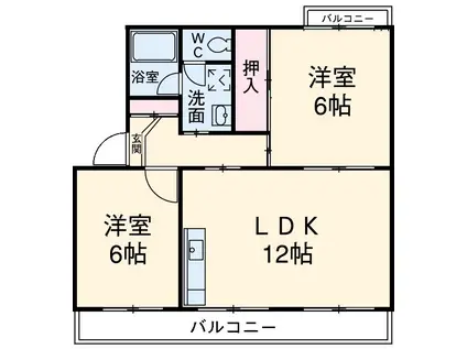 コンフォールNISHIMURA(2LDK/2階)の間取り写真