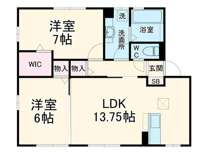 フォレスタB(2LDK/1階)の間取り写真