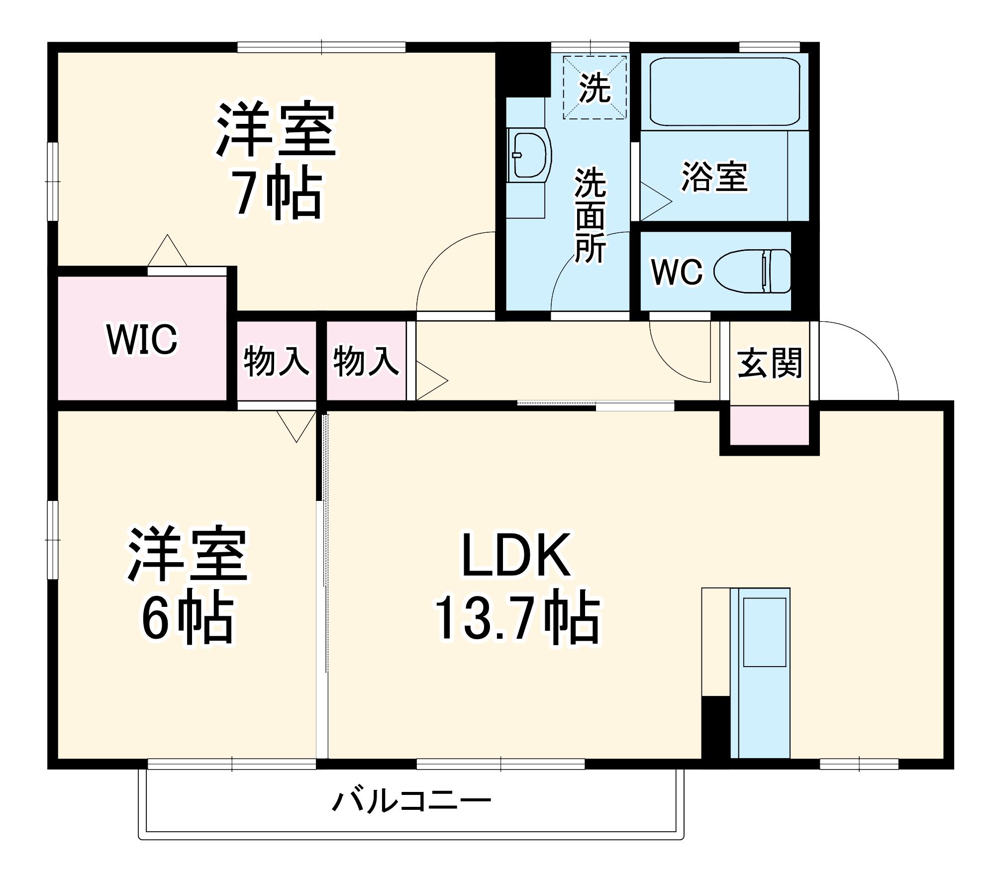 フォレスタB(2LDK/2階)の間取り写真