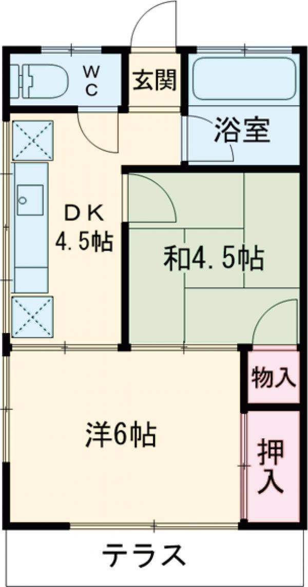 木の実ハイツ(2K/1階)の間取り写真