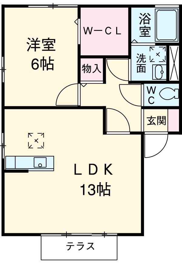 アーリーバード(1LDK/2階)の間取り写真