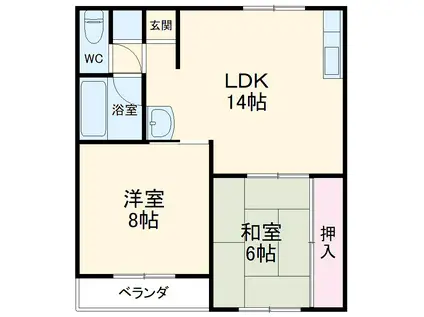 ジュネス明光A(2LDK/2階)の間取り写真