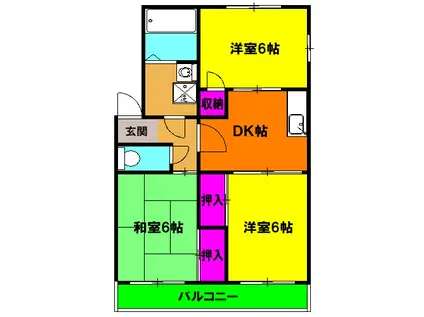 パストラル増田B(3DK/2階)の間取り写真