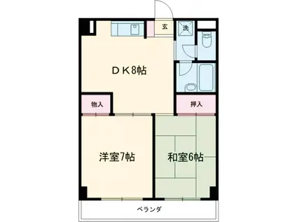 グリーンサンハイツ(2LDK/5階)の間取り写真