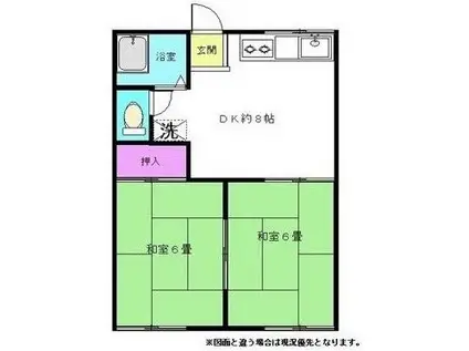 殿村ハイツA(2DK/1階)の間取り写真