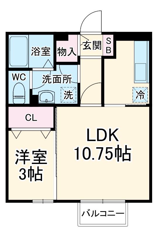 セジュール アン(1LDK/2階)の間取り写真