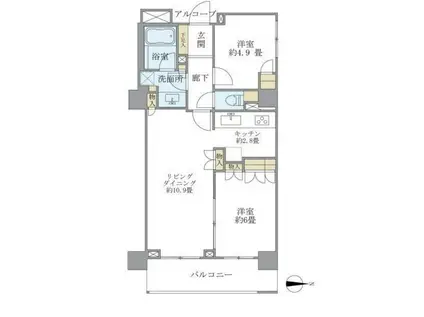 BRILLIA三鷹(2LDK/10階)の間取り写真