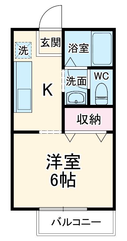 ベルエポックB(1K/2階)の間取り写真