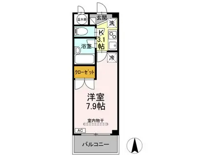 シティオ岩倉(1K/3階)の間取り写真
