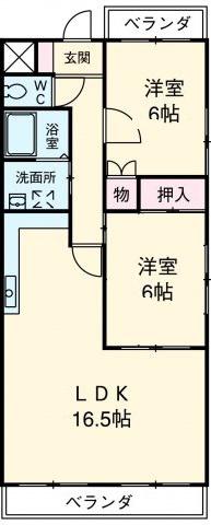 スプリングハイツ3(2LDK/1階)の間取り写真