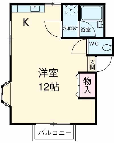 アイディールカヤダ(ワンルーム/2階)の間取り写真