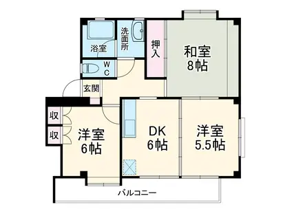 八木マンション(3DK/1階)の間取り写真