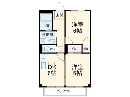 メゾンプチシャトー出口B館(2DK/1階)の間取り写真