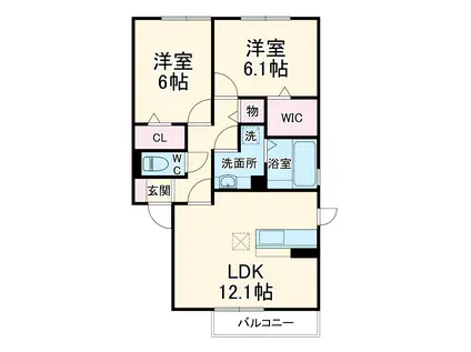 ブラン・レジデンスA(2LDK/1階)の間取り写真