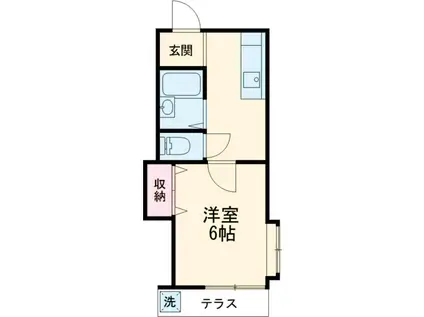 第二御殿山(1K/1階)の間取り写真