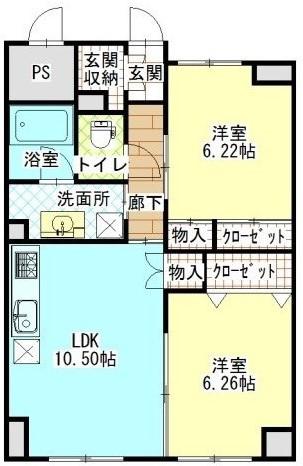 メルール藤枝(2LDK/5階)の間取り写真