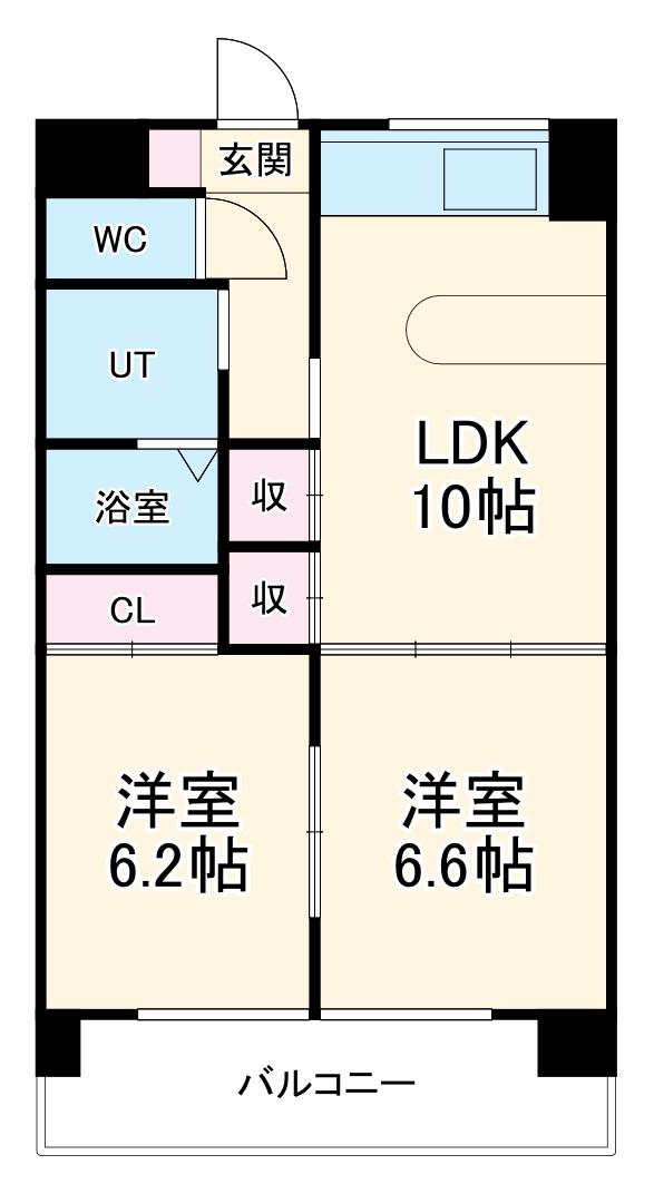 ジュノス(2LDK/2階)の間取り写真