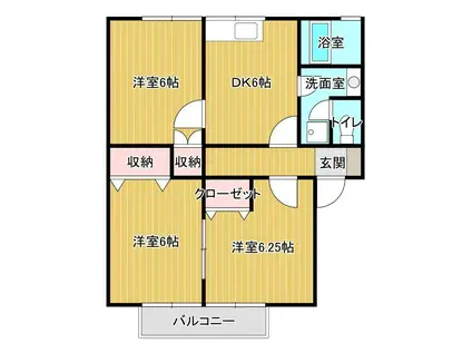 メゾンヤマショー Ⅱ B(3DK/1階)の間取り写真