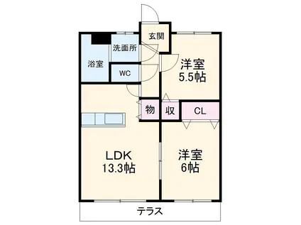 ユーミー イングリッシュ(2LDK/1階)の間取り写真