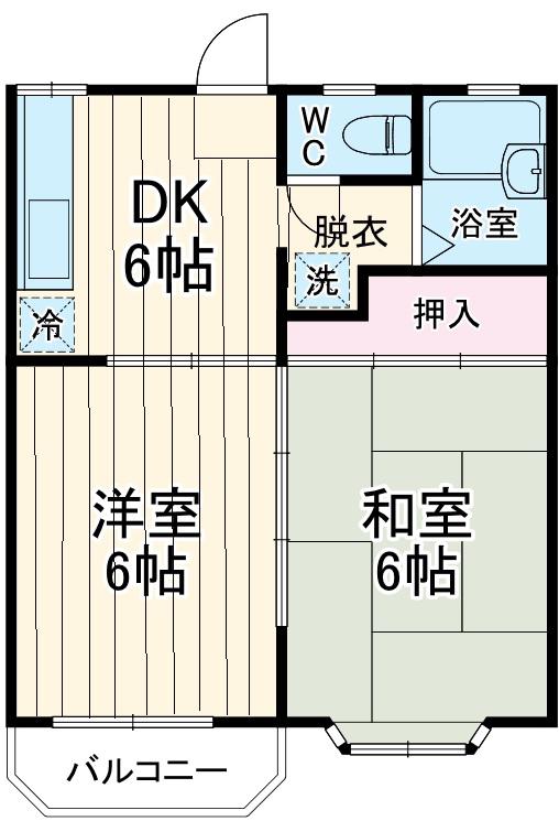QBEハウス(2DK/1階)の間取り写真