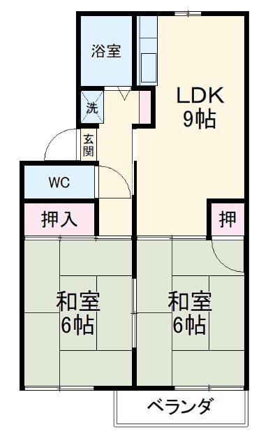 ロイヤルハイツ(2DK/2階)の間取り写真